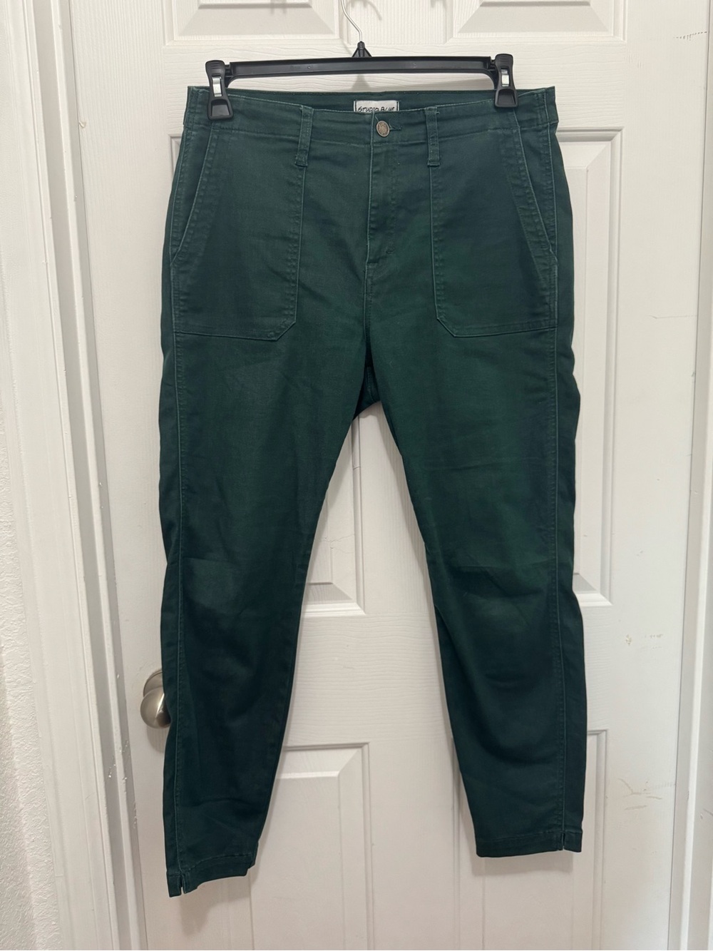 Studio Blue Straight Leg Utility Pants in Dark Green